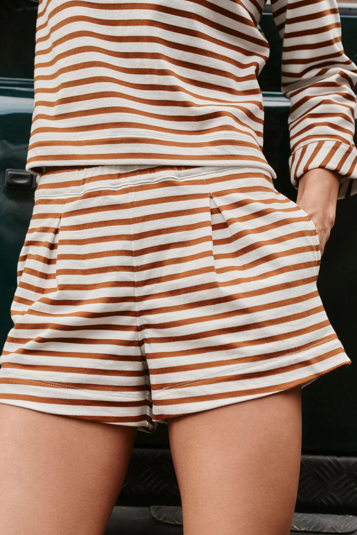 Field Short Set in Cinnamon Tricot Stripe - Image 3