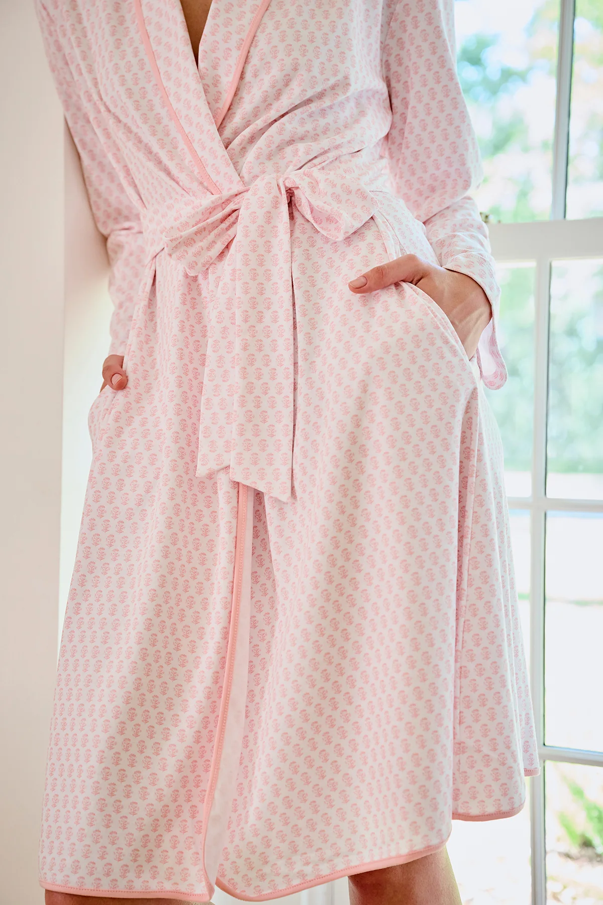 Pima Robe in English Rose Blockprint - Image 3