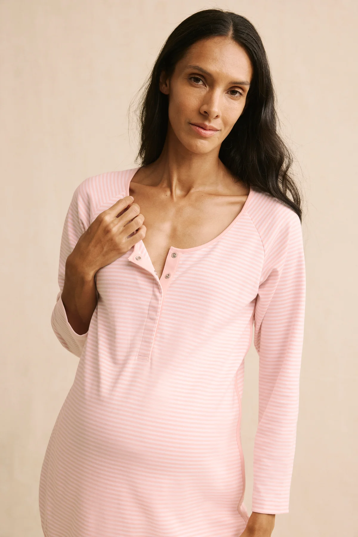 Pima Maternity Long-Long Set in English Rose Stripe - Image 4