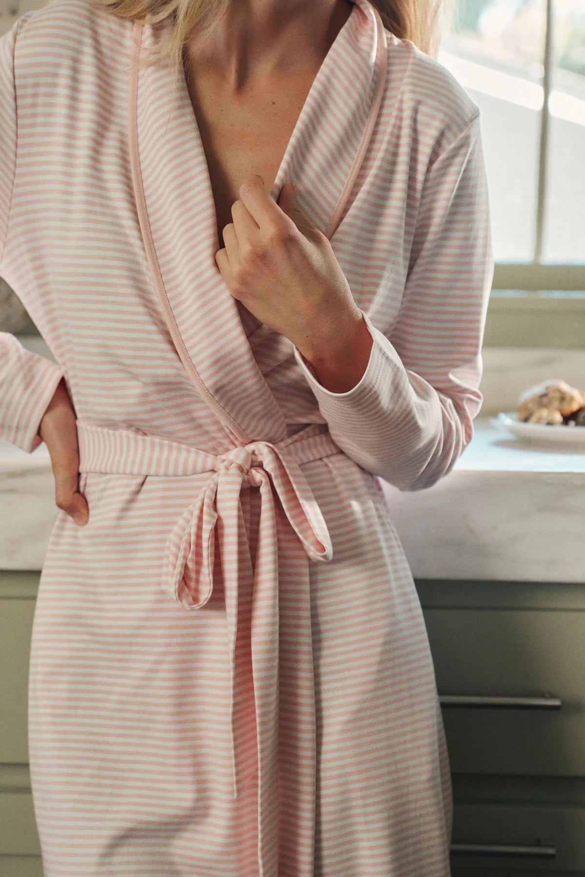 Pima Robe in English Rose Stripe - Image 4