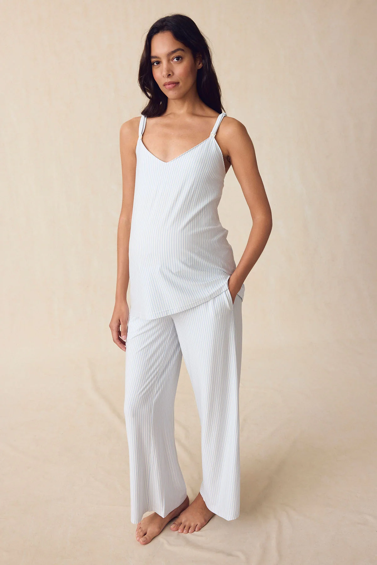 Maternity DreamModal™ Kimono Three-Piece Set in Fog - Image 4