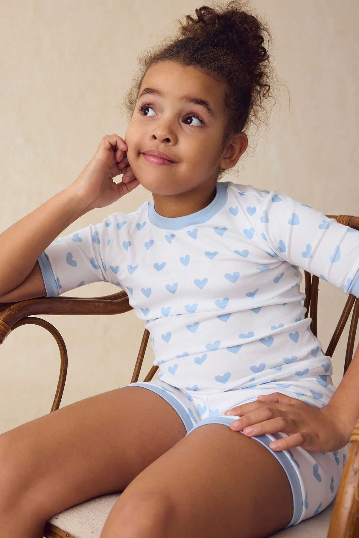 Kids Shorts Set in French Blue Heart - Image 2