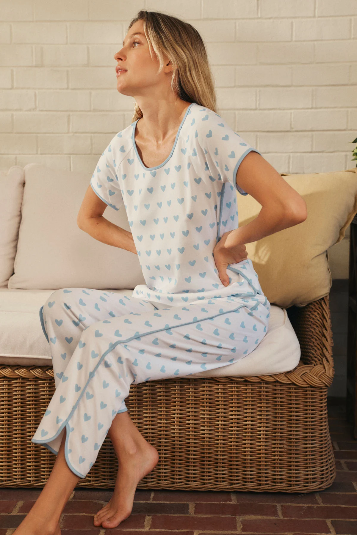 Pima Short-Long Set in French Blue Heart - Image 5