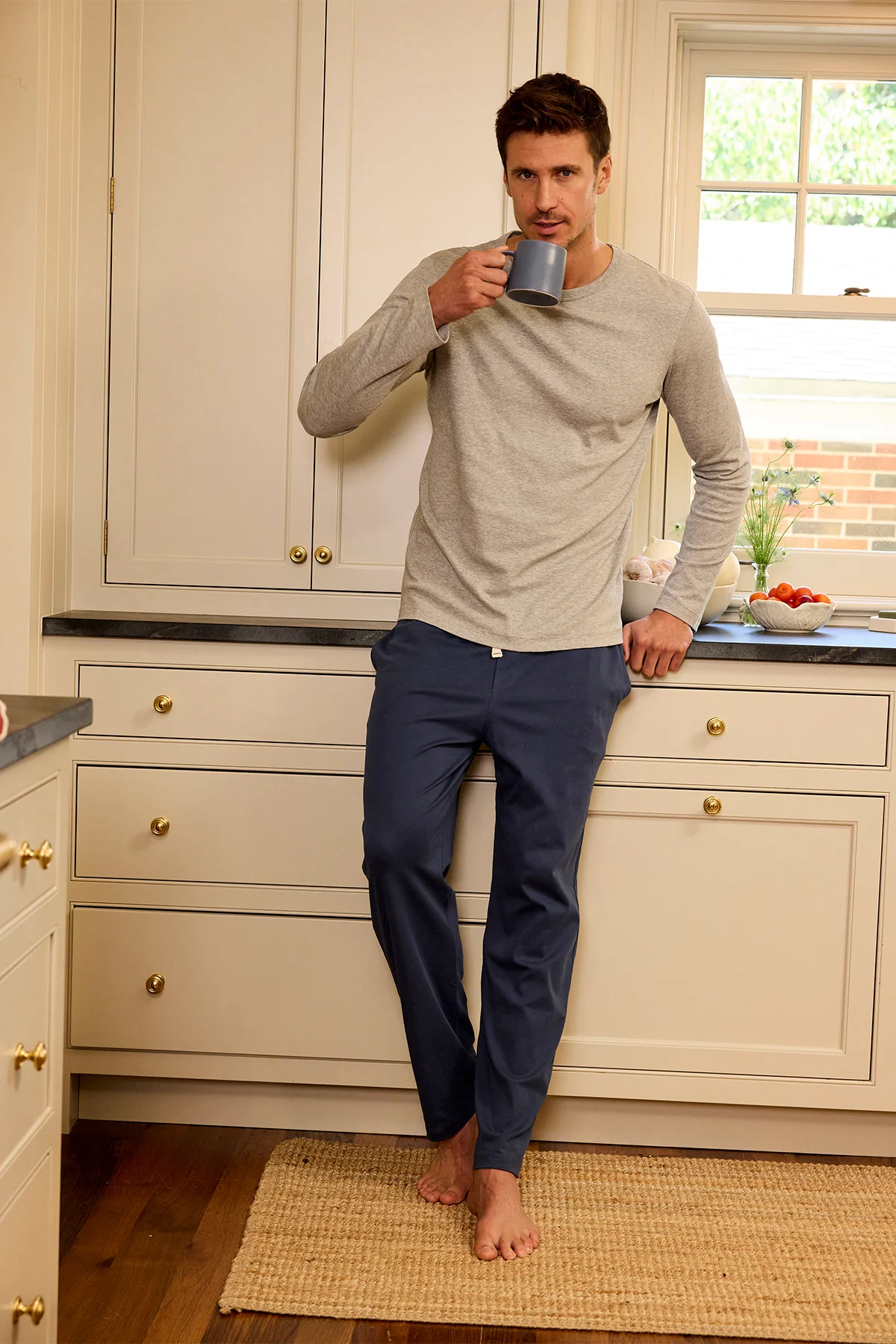 Men's Pima Sleep Pants in Navy - Image 4