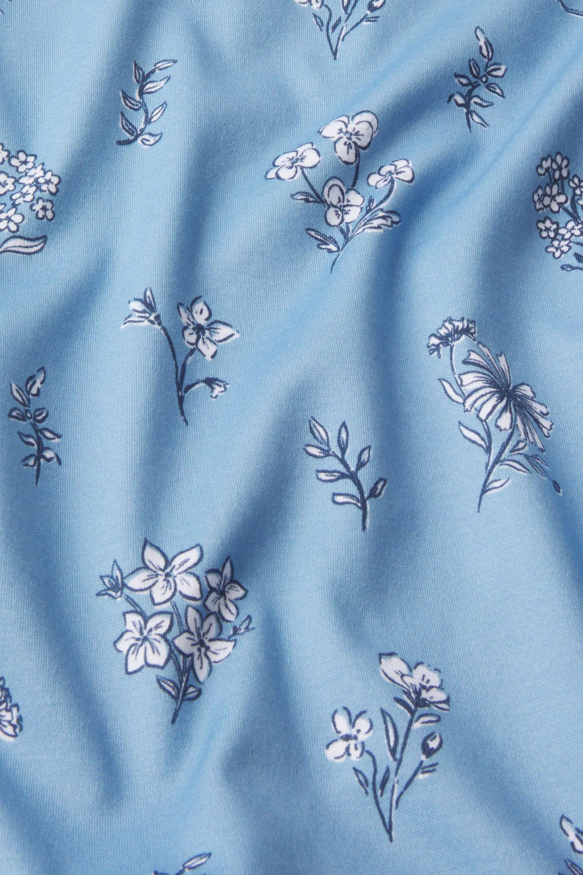 Pima Crew Wide Leg Pajama Set in Serene Blue Adeline Floral - Image 4
