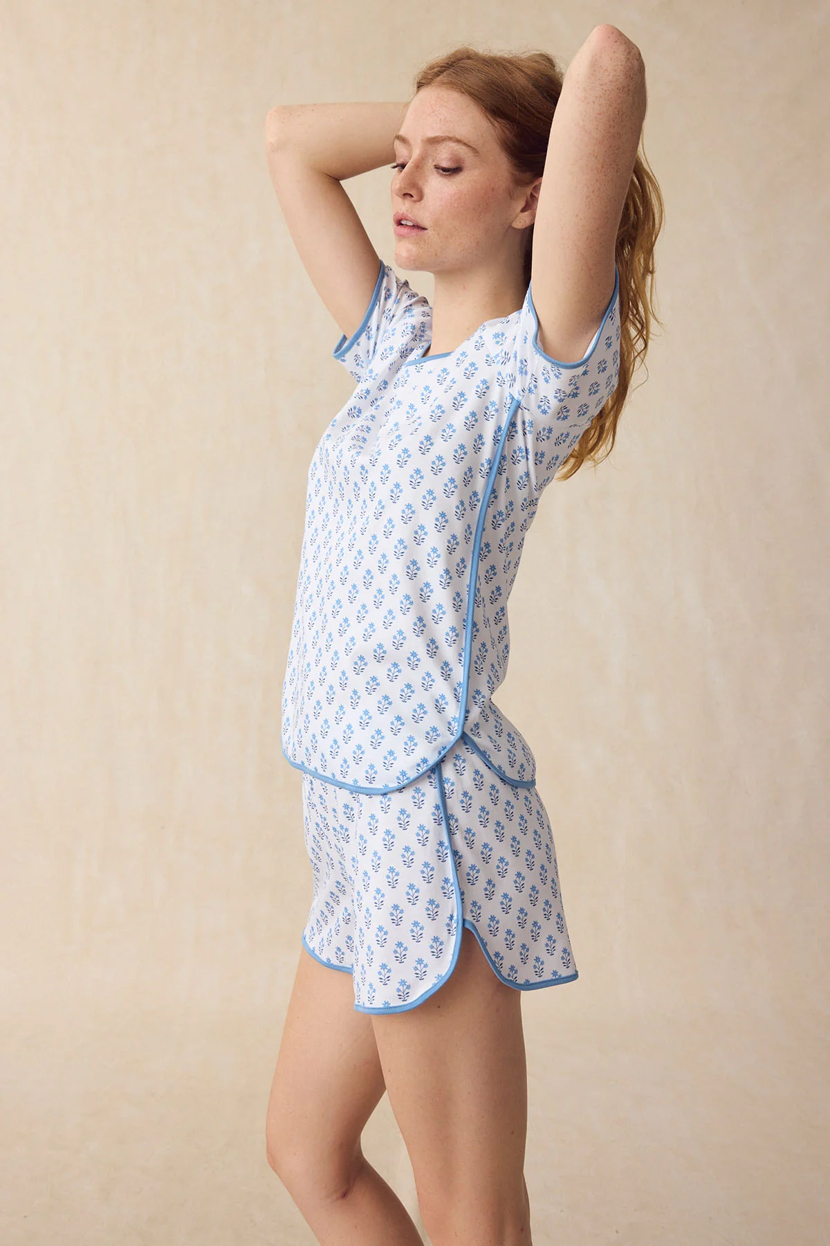 Pima Shorts Set in Serene Blue Posy - Image 3