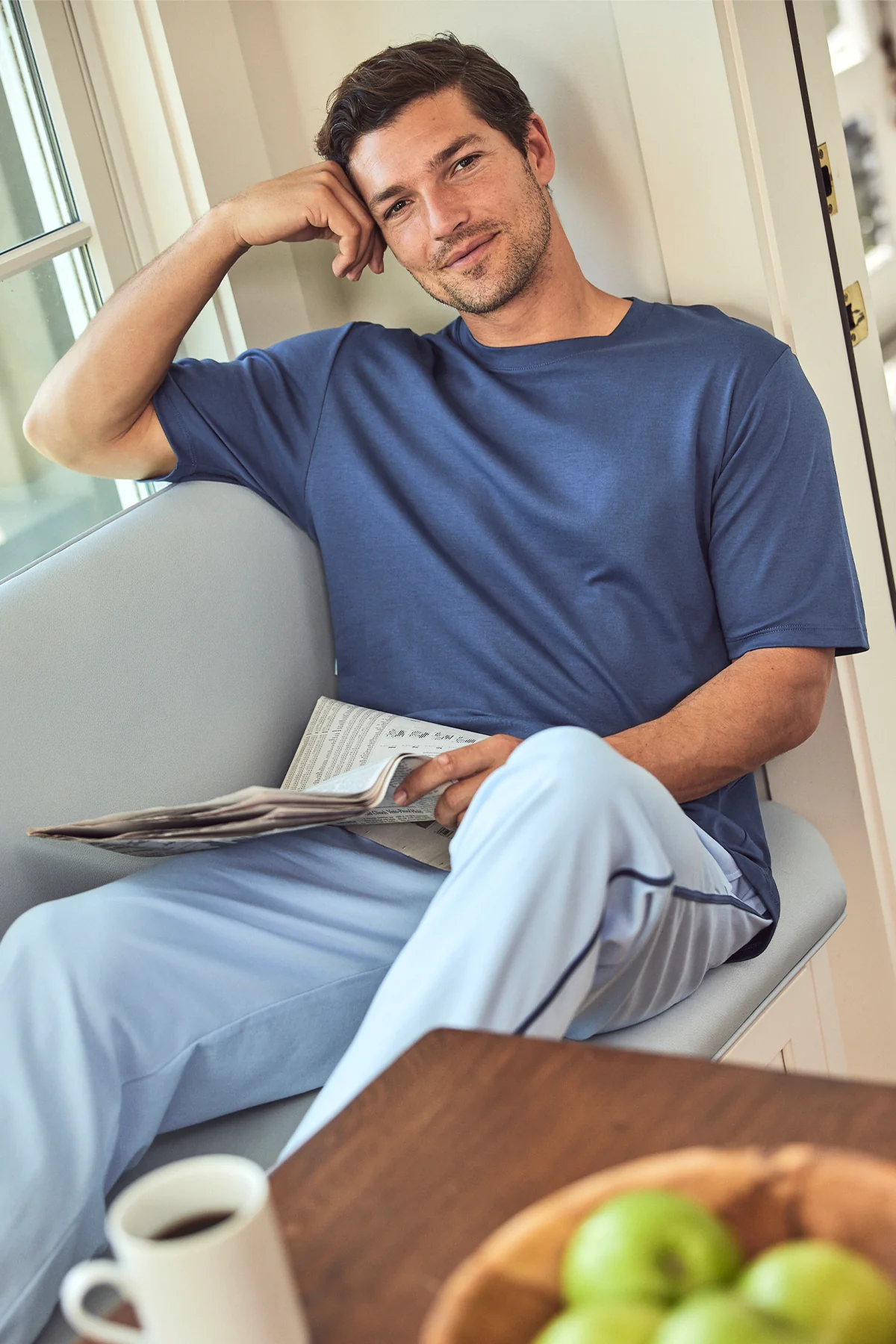 Men's Short Sleeve Pima Tee in True Navy - Image 3