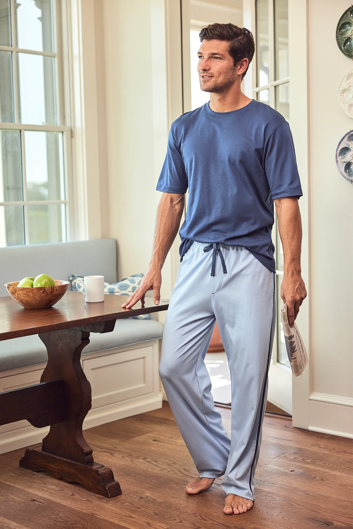 Men's Short Sleeve Pima Tee in True Navy - Image 4
